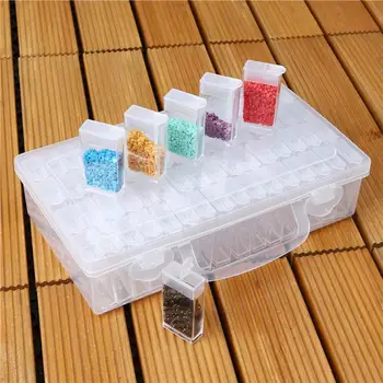 

Plastic 64 Slot Bottles Container Storage Box Diamant Painting Holder Daimond Painting Box Diamond Painting Accessories
