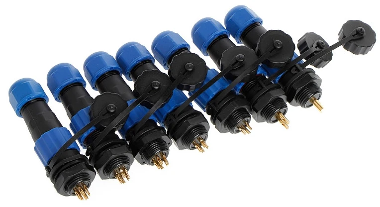 

IP68 Waterproof aviation cable connector plug & socket Male and Female 1 2 3 4 5 6 7 Pin 13mm back Nut type with 2 holes