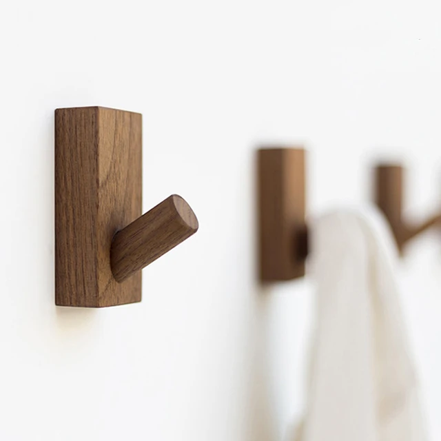 Solid Wood Wall Hooks Beech Wood Walnut Wood Hooks for Hanging Hat