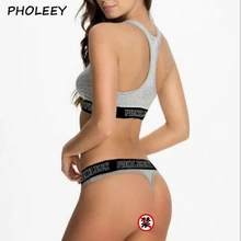 Pholeey стринги Костюм бюстгальтера женщин фитнес тренировки Бесшовные сексуальное нижнее белье женские комплект с бюстгальтером три Лоскутная сексуальное женское белье T17748