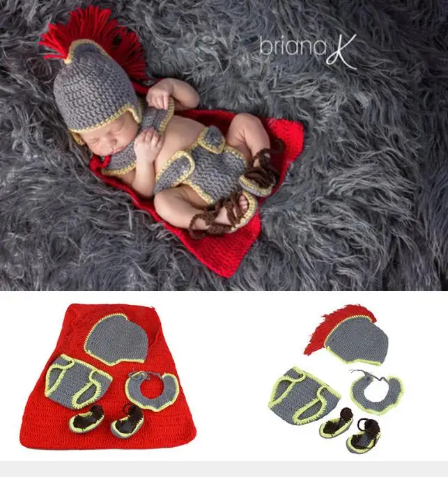 Шапка-скафандр для фотосъемки новорожденных мальчиков и девочек, вязаная крючком одежда, боксер, боксерские перчатки+ штаны, комплект для малышей - Цвет: knight