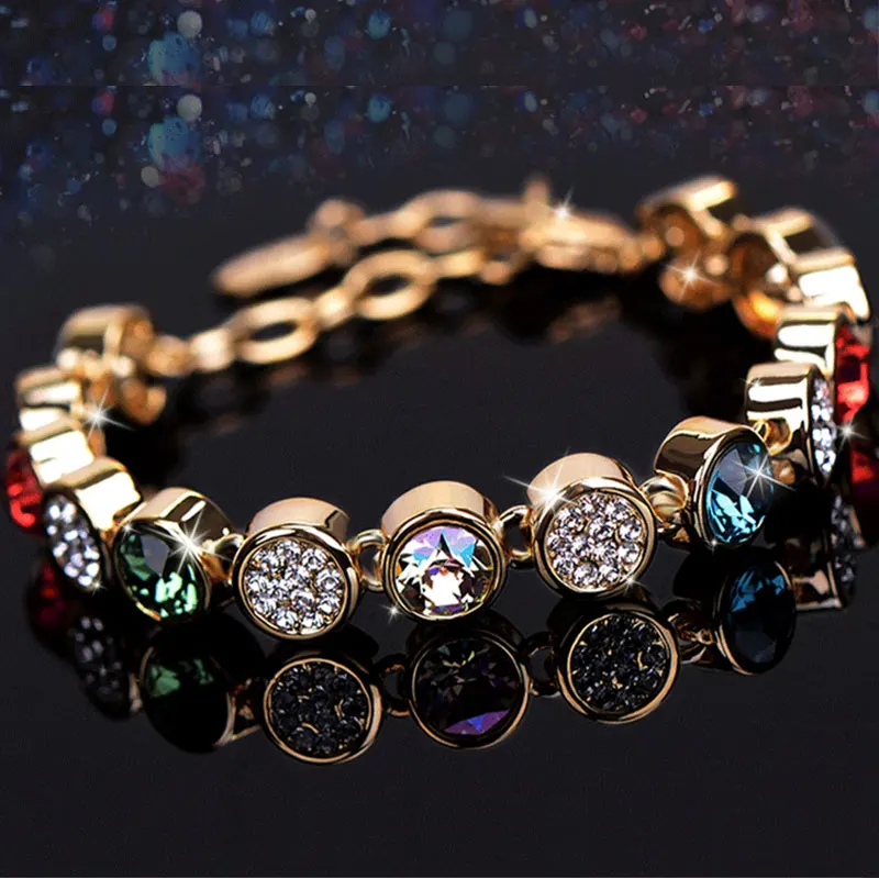 Sparkling Luxury Prom Bracelet with Rose Gold Plated for Women Girls