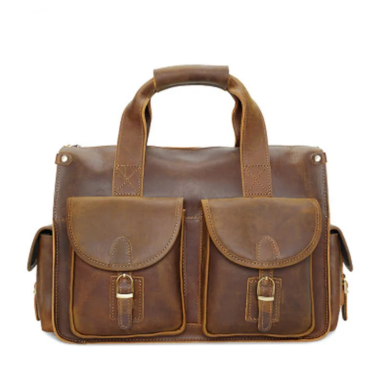 

Men's Genuine Leather Handbag Men Anti Theft Laptop Briefcase Male Vintage Crazy Horse Messenger Shoulder Crossbody Bag Totes