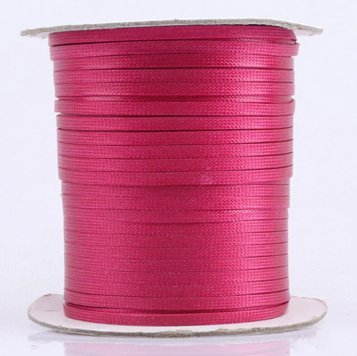 

4mm Dk Roseo Flat Korea Polyester Waxed Cord Wax Rope Thread+100Yards/roll+Jewelry Findings Accessories Bracelet Necklace String
