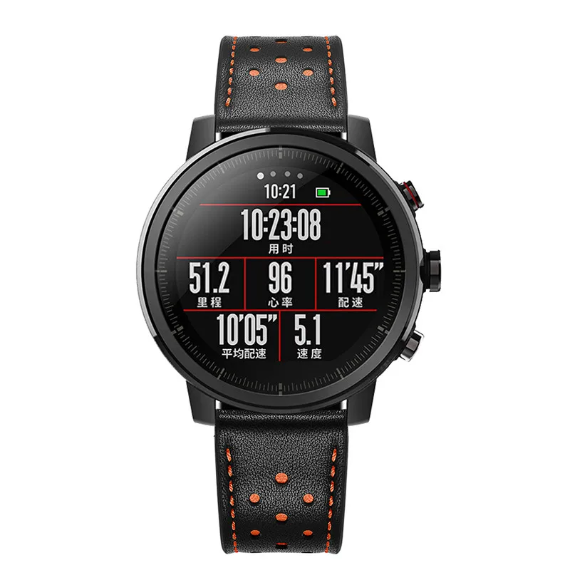 Ремешок из натуральной кожи Amazfit 22 мм для оригинальных смарт-часов Xiaomi Huami Amazfit Stratos Pace 2, Браслет samsung gear S3