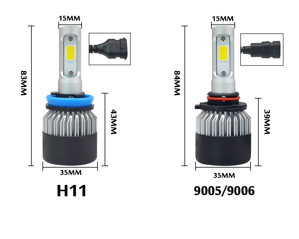 2 шт. H7 Led H4 H1 H3 H11 H8 H9 9005 HB3 9006 HB4 автомобилей головной светильник Авто Передние противотуманные фары светильник автомобильная лампа 72 Вт 8000lm 6500k