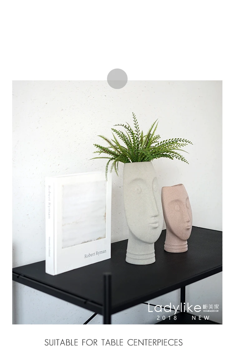 Скандинавские керамические вазы для лица Ins, белая керамическая художественная ваза для лица, цветы для дома и сада, Декор, современный стиль
