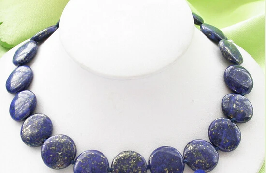 

huij 0033117 17" 20mm coin lapis lazuli BEAD NECKLACE