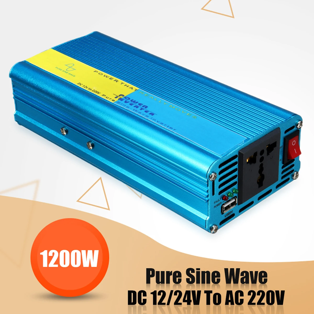 1200 Вт Инвертор с зарядным устройством DC12V/24 V постоянного тока до AC220V Напряжение трансформатор с немодулированным синусоидальным сигналом Мощность инвертор 8 интеллигентая(ый) защиты: 93 коэффициент конверсии