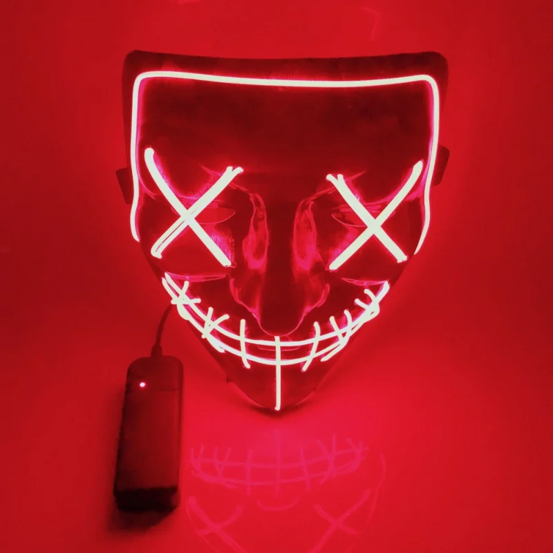 Хэллоуин косплей смешная ужасная маска полное лицо покрытая светодиодный Маска для костюма светодиодный провод вверх маска для фестиваля Вечерние