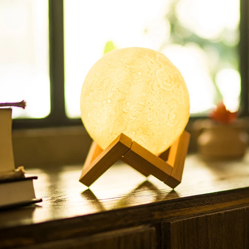 

13CM LED Light Rechargeable 3D Print Moon Lamp 2 Color Change Touch Switch Bedroom Bookcase LED Night Light Home Creative Gift