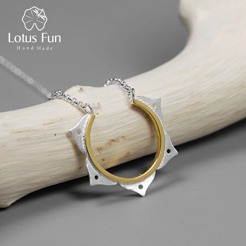 Lotus Fun Real 925 Sterling Silver Handmade Designer Fine Jewelry Creative Minimalist Flower Necklace for Women|Ожерелья| |