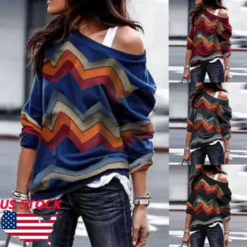 

Plus Size Women One Shoulder Hoodie Sweat Long Sleeve Sweater Pullover Tops