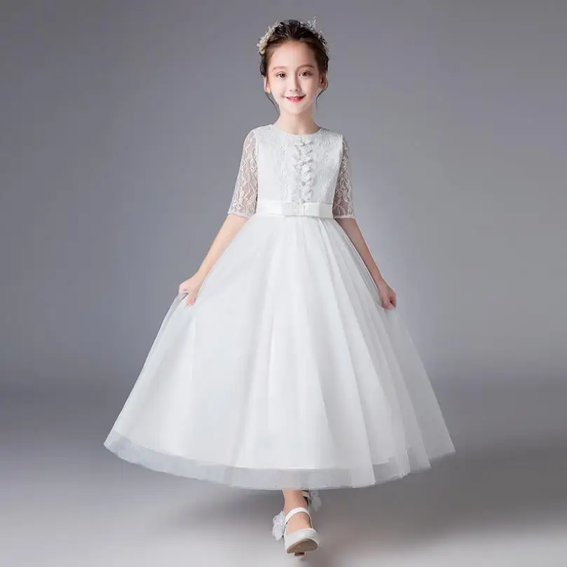 

2019 Girls Dress Baby Girl Clothes Lace Patchwork Cute Dress Children Wedding Party Dress Lovely Kids clothes A-line Dress Y156