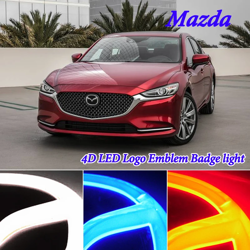 4D холодный свет светодиодный эмблемы логотипа света для Mazda 2 3 6 CX3 CX-3 CX5 CX-5 CX7 CX-7 CX9 CX-9 MX5 светодиодный эмблема свет