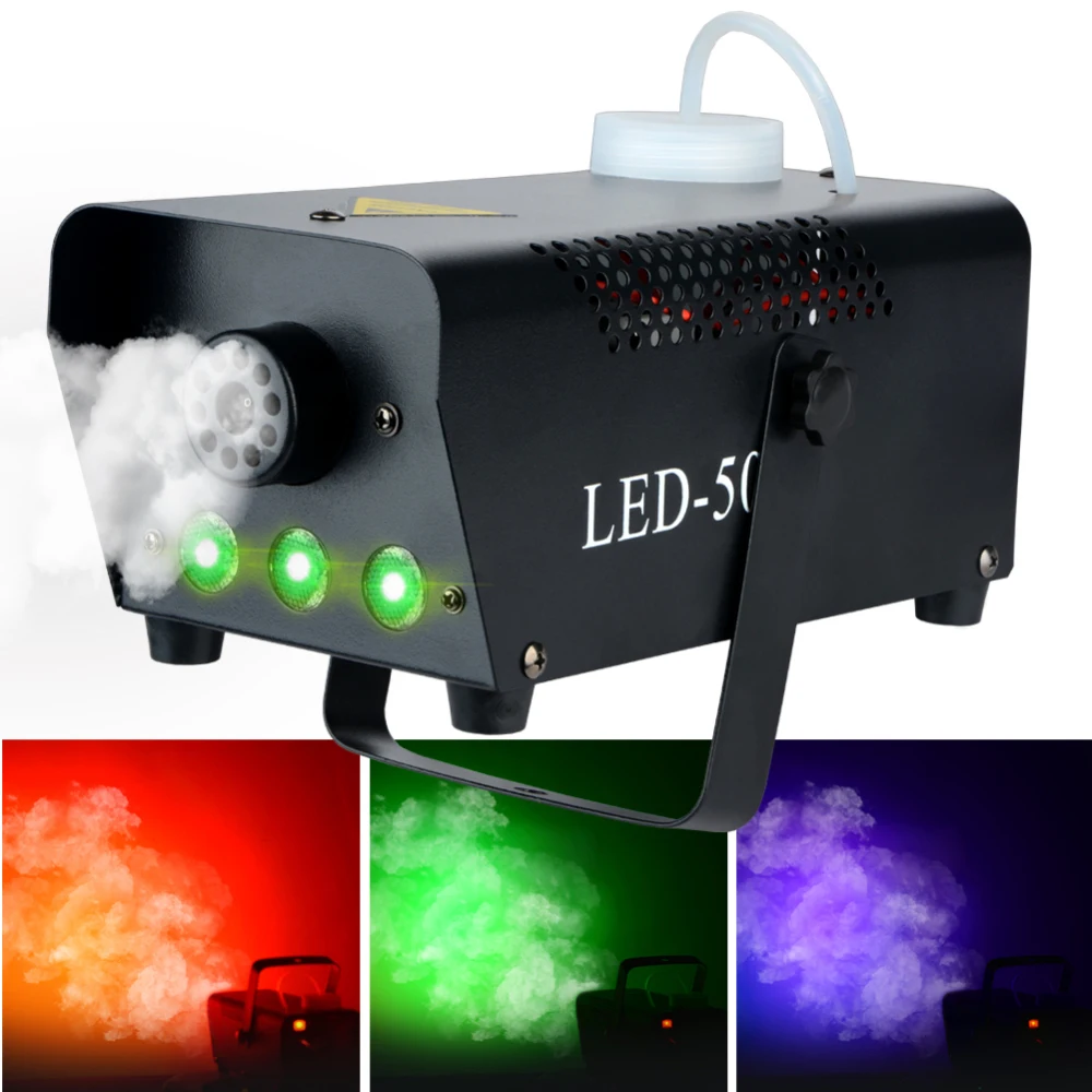 

500W Fog Machine with Wireless Remote Control LED Light Wedding Parties Stage Performance KTV Bar Party Colorful Smoke Machine