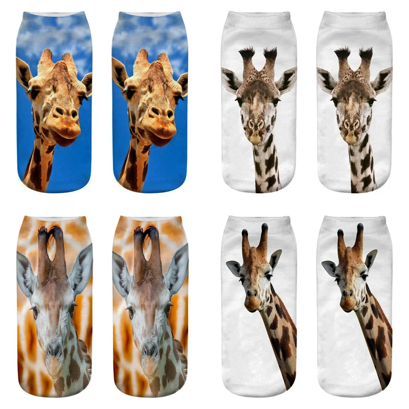 

Dreamlikelin Funny Animal Woman Socks 8 Styles Cute 3D Giraffe Kawaii Ankle Socks For Women Children Unisex Sox