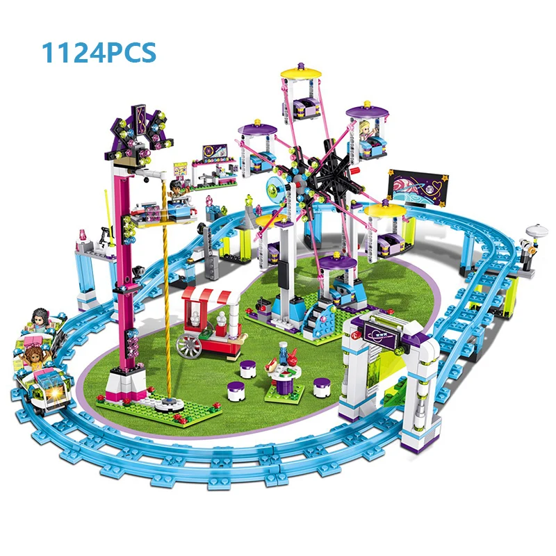 

Friends Amusement Park Roller Coaster Figure Model Toys Hobbie Children Girls Gift Building Bricks Blocks