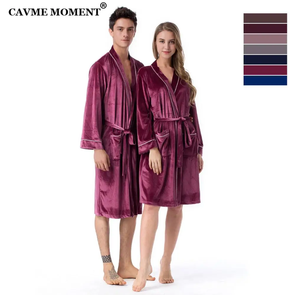 

2019 CAVME Personal Custom Velour Robe Plus Size Bathrobe for Couples Velvet Long Robe Wedding Robes Homewear Party Gift