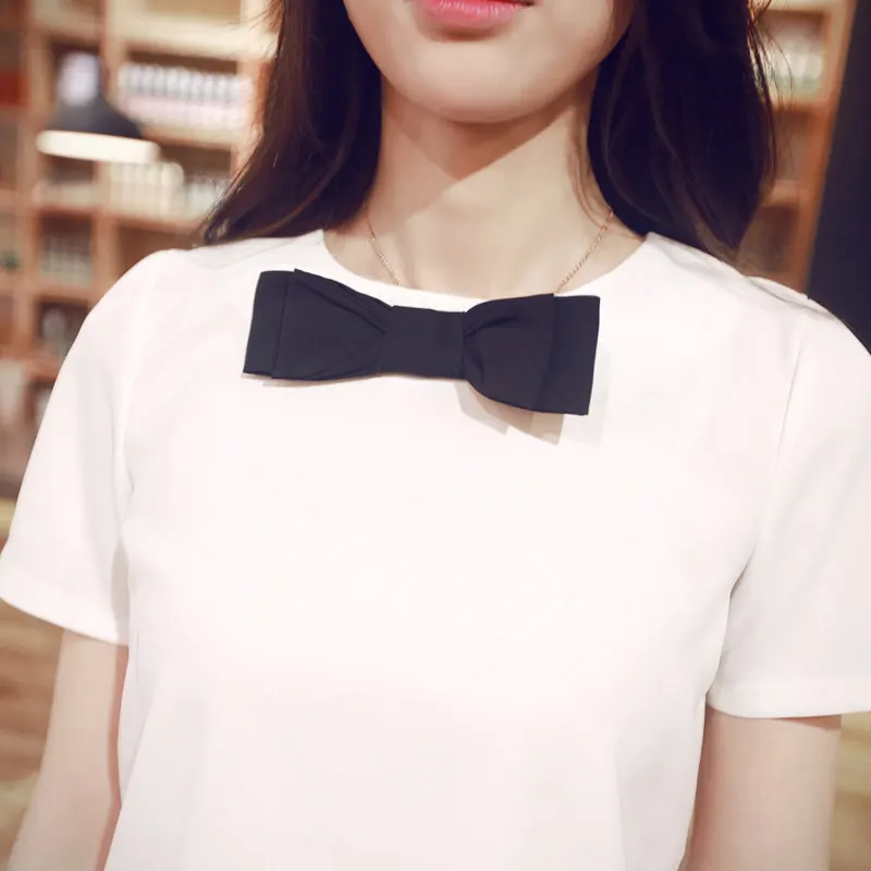 New Fashion 2019 summer Bow blouse Women Chiffon Blouses