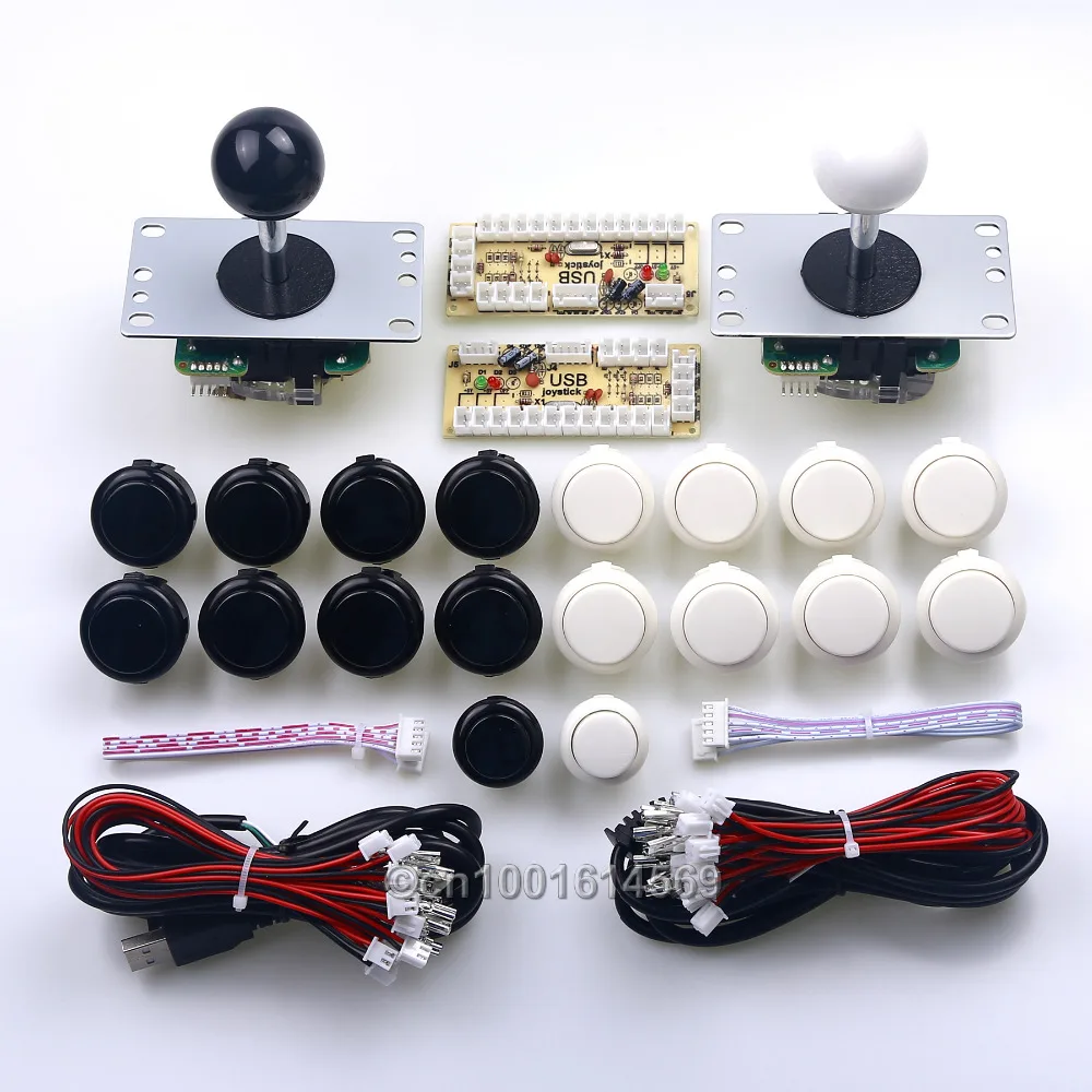 

16 X Japan SANWA OBSF-30 & 2 X Push Buttons + 2 x Sanwa Joystick+2 x PC Encoders With microswitch For Arcade Mame - Black+White