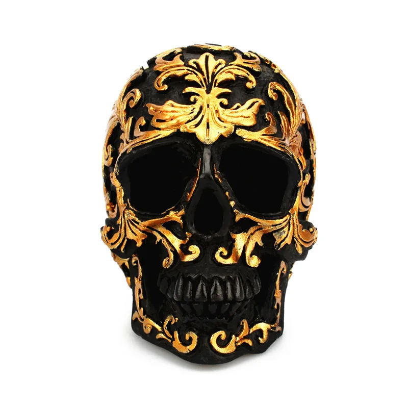

The New Halloween Golden Flower Pattern Decoration Unique Black Head Skeleton Funny Ornaments