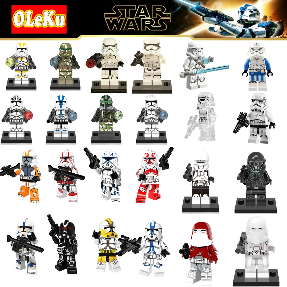 star wars The CLONE Last Jedi Imperial Army Military Clone Trooper Stormtrooper building blocks STARWARS font