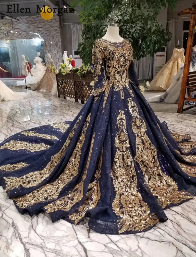 navy blue and gold dresses for wedding