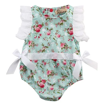 

Newborn Toddler Baby Girl Clothing Bodysuit Flower Bow Summer Cute Clothes Lace Floral 0-24M