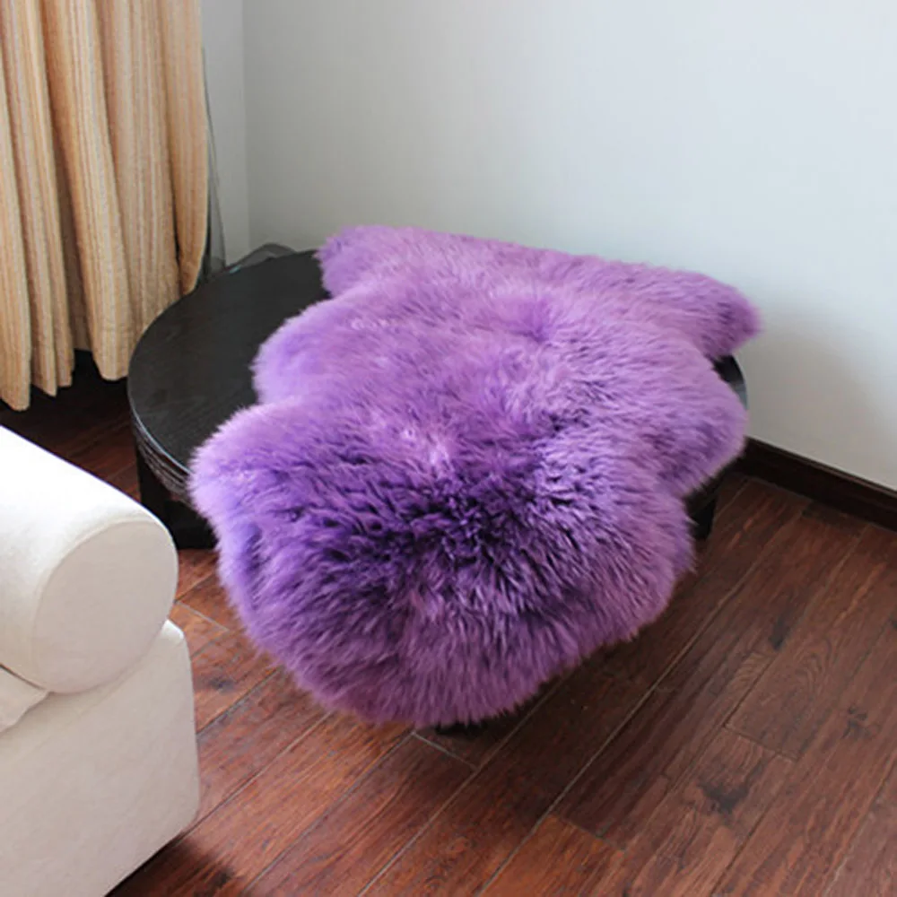 Супер Роскошный согревающий плотный мягкий ворсистый Натуральная овечья шерсть коврики и ковер для гостиной чехол для кресла для дома Коврики - Цвет: purple