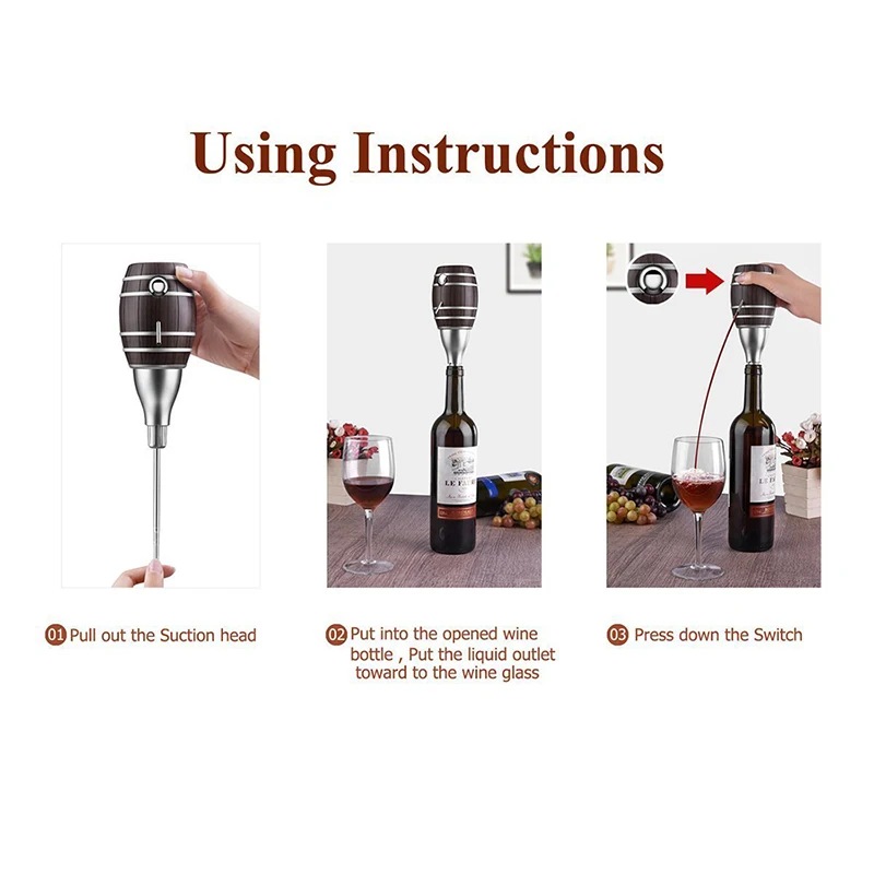 Форма ствола виски Вино Графин Электрический Cider аэратор насоса 6 секунд быстро отрезать телескопические всасывающие трубы дозатор вина