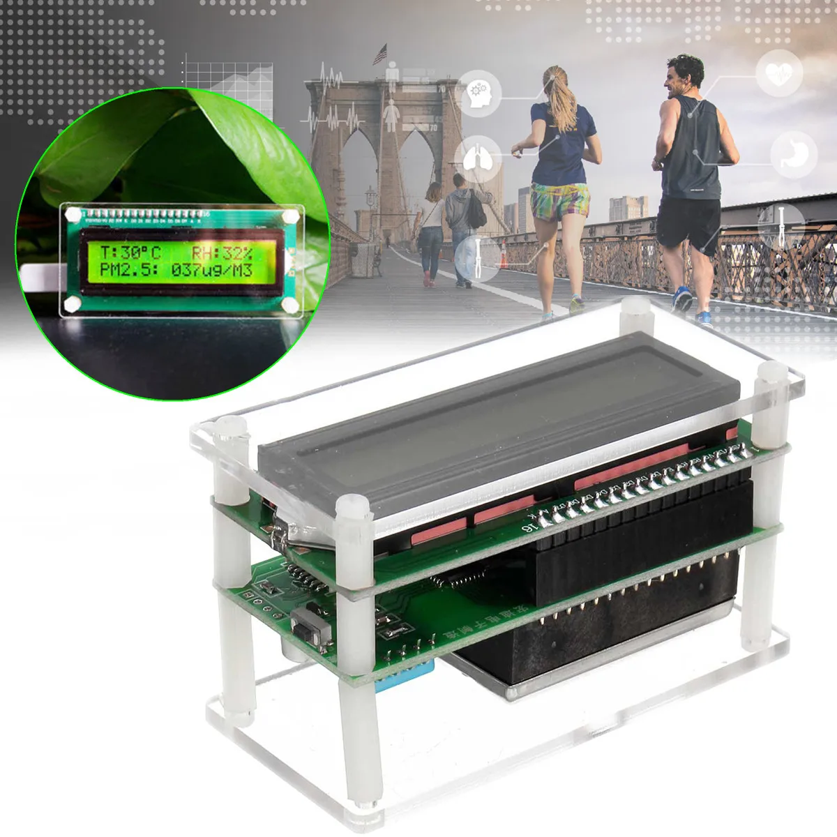 

PM2.5 Detector 5V TFT Screen Color Display Temperature Humidity for Home Car Office Simple to Use Energy Saving Gas Analyzers