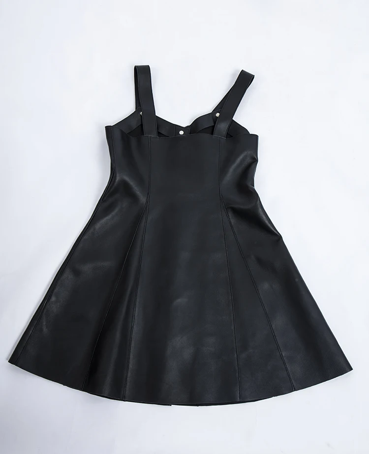 Черное женское платье из натуральной кожи новые модные женские платья ТРАПЕЦИЕВИДНОЕ мини-платье с открытыми плечами для клуба наматывающиеся повязки платье без рукавов