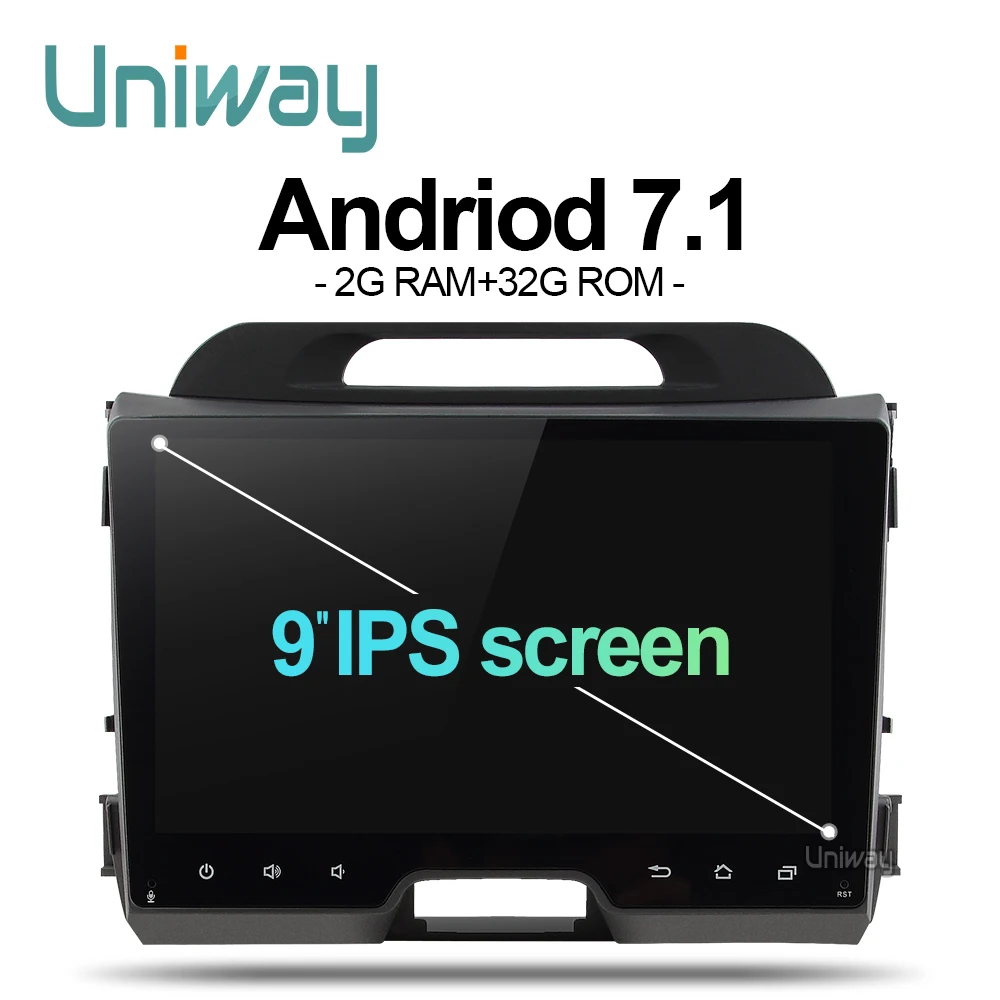 uniway AZP9071 android 7.1 car dvd for kia sportage 2014 2011 2009 2010 2013 2015 car radio stereo multimedia player 