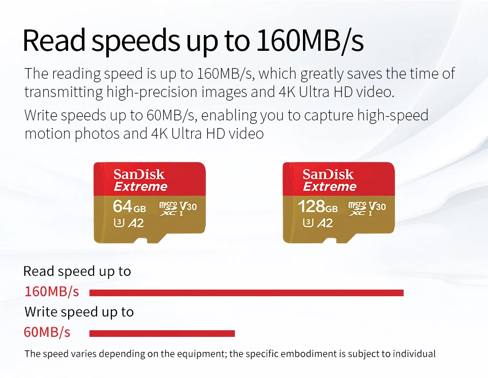 Двойной Флеш-накопитель SanDisk Extreme Micro SD карта 128 Гб карты флэш-памяти 64GB карты памяти 32 Гб SDHC/SDXC UHS-I U3 до 100 МБ/с. UHD 3D 4K видео карты