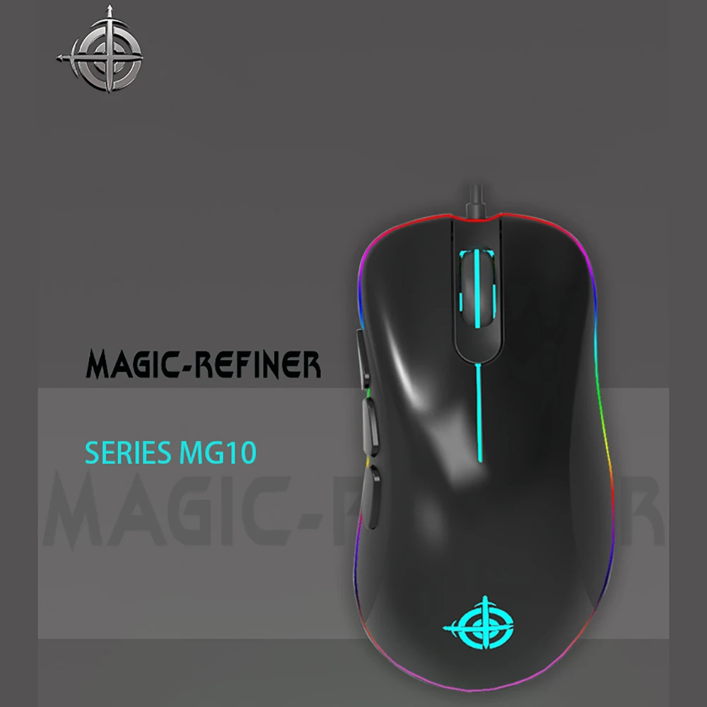 

MAGIC-REFINER MG10 USB Wired Gaming Mouse 6 Buttons 5000DPI Adjust Programmable RGB Backlit Optical Mouse Gamer for PUBG LOL