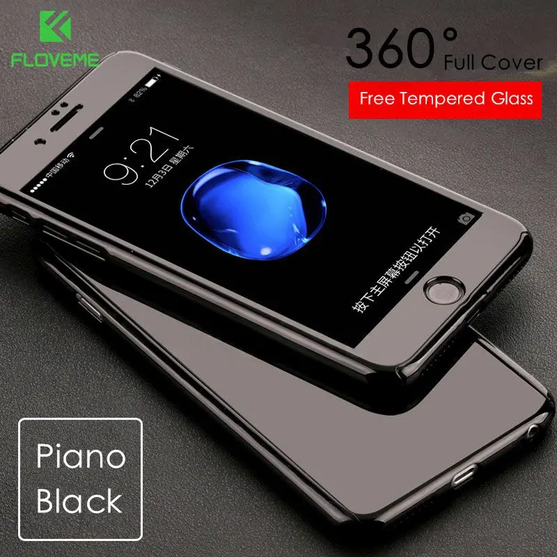 FLOVEME 360 Degree Full Coverage Case For iPhone X Luxury Plating Mirror 6 6s 7 8 Plus 5 5S SE Cover Cases Funda |
