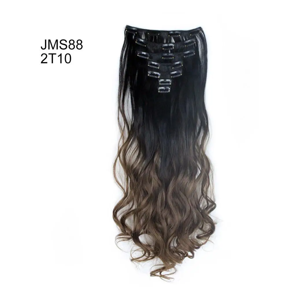 ValenWigs 130 г два тона 32 цвета 7 шт./компл. клип на наращивание волос 22 ''длинные волнистые Омбре синтетические накладные волосы для женщин - Цвет: P4/24