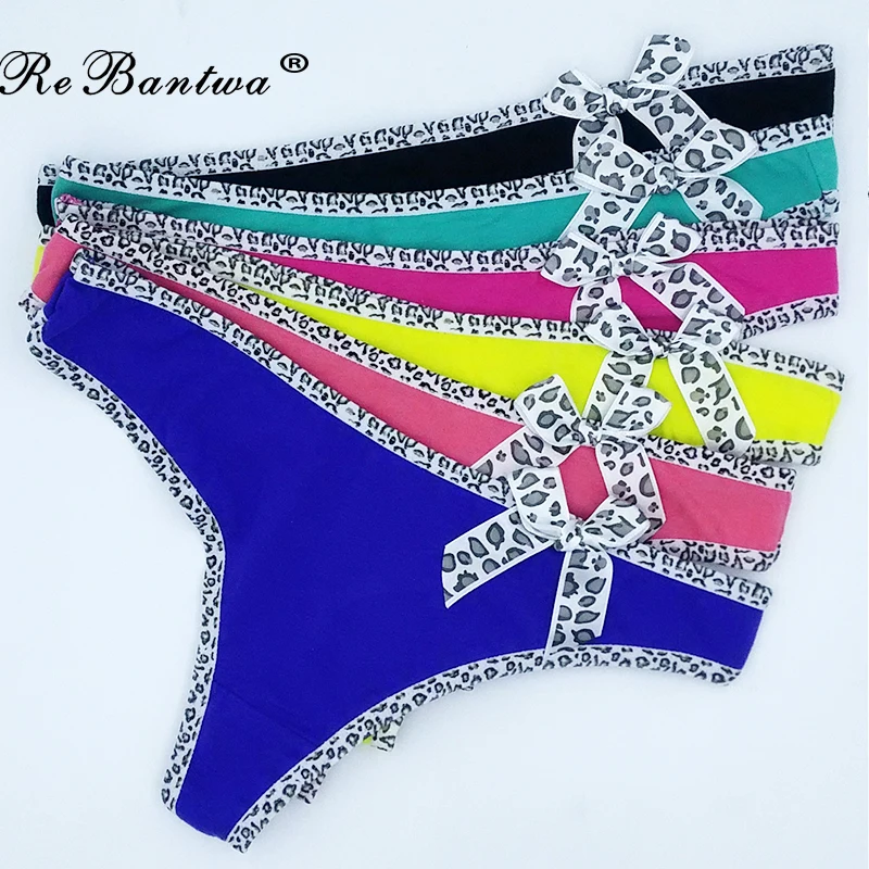Female Sexy Leopard G string Thongs Bikini Sex Panties Leopard bow T Back Pants Women Underwear Cotton Lingerie Ladies Tangas