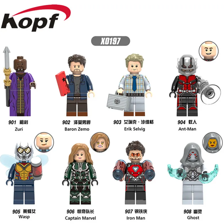 

X0197 Super Heroes Antman Wasp Iron Man Baron Zemo Erik Selvig Bricks Building Blocks Action Figures Model Children Gift Toys