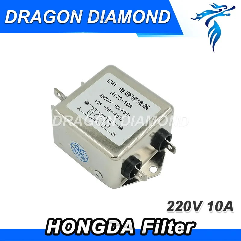 

1 Pcs Power EMI Filter Single Phase Power HONGDA filter AC 115V / 250V 10A 50/60HZ