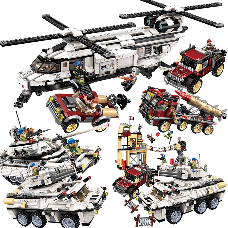 

Enlighten Compatible Military Vehicle Tank sets Armed Helicopter Armored Truck Car SWATmodel Building Blocks bricks