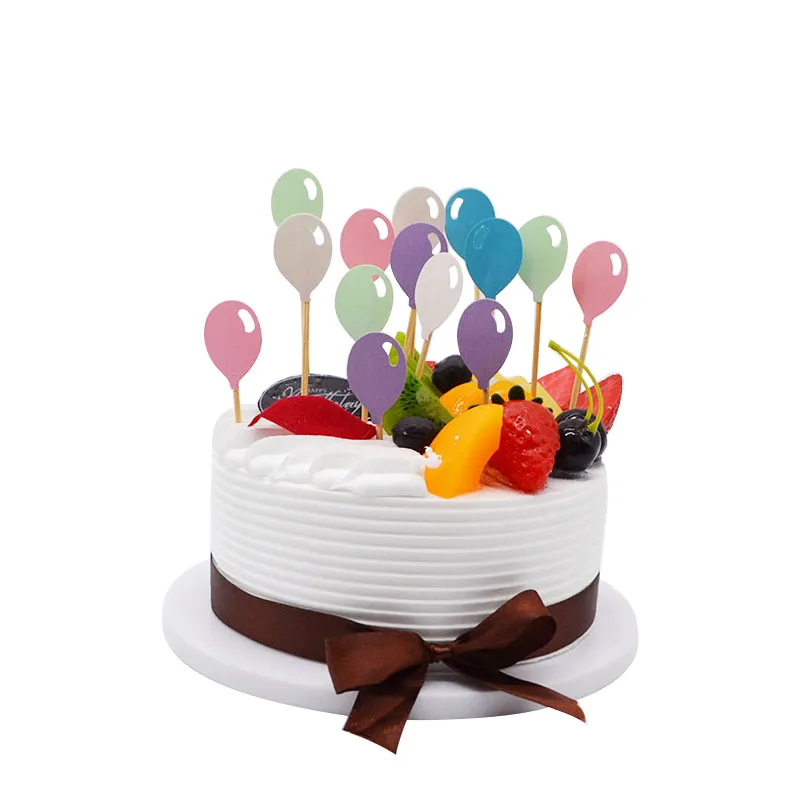 20pcs Ballon Cupcake Cake Toppers For Wedding 1st Happy Birthday Baby Boy Girl Party Supplies Party Baby Show Bake Decoration 8Z