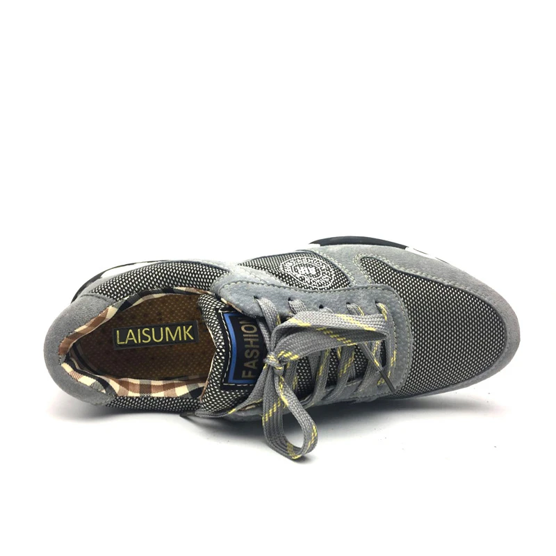 Laisumk En Nouvelle Plein Zapatos Cuir De Qualité Haute Hombre Air Arrivée Chaussures khaki Chaussures Hommes Casual Maille 2018 Véritable gray Noir dx8qE6wdf