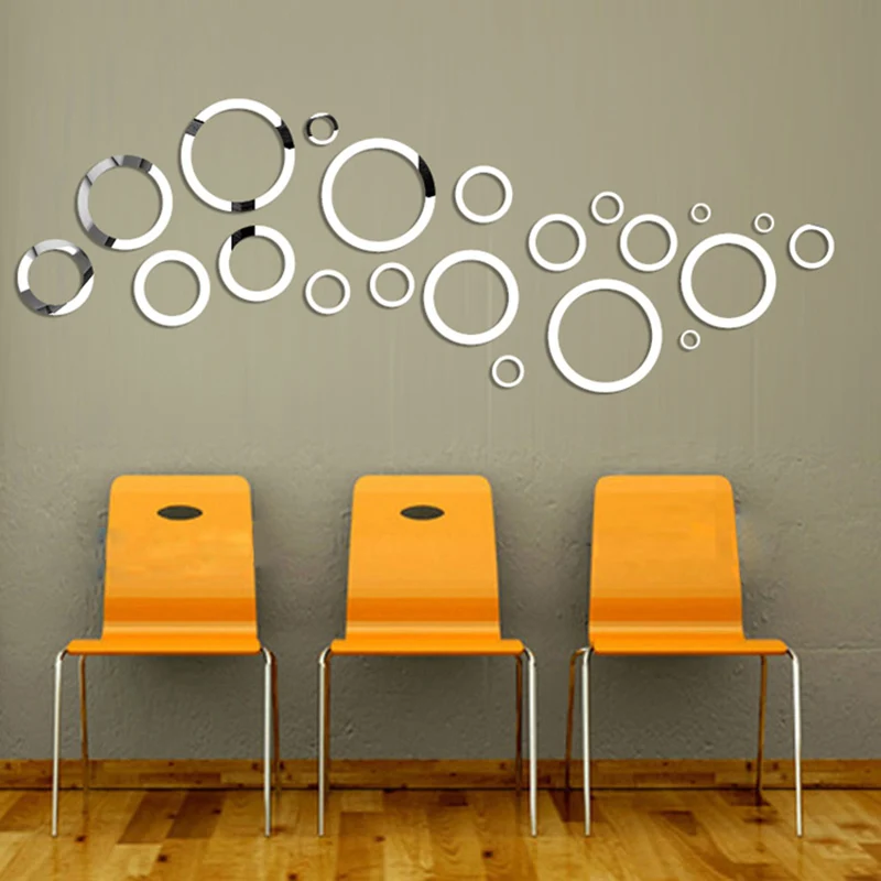 Listed in Stock 21pcs/lot 3D Modern Geometry Circle Rings Mirror