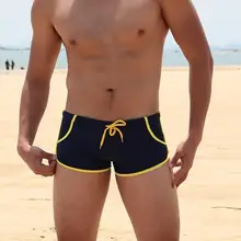 Для мужчин сексуальный купальник для плавания спортивные трусы с низкой талией полосой карманные шорты спортивный костюм для мужчин купальник M, L, XL, XXL 7 цветов