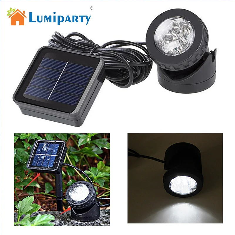 

Lumiparty Solar Powered Super Bright Submersible Lamps IP68 Spotlight Projection Lights for Garden Pool Pond Outdoor Underwater