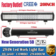 20″ 294W 5D Cree Chips Super Bright Daytime Running Lights LED Work Light Bar Offroad Car Lamp Boat Pickup External Lights SUV