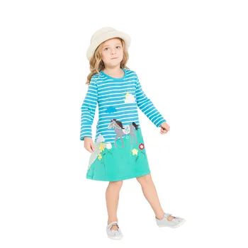 

Children Girls Dresses for 3-12 years fashion european and american style baby girl clothes striped cotton kids frocks princess