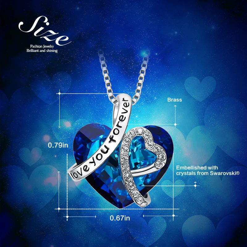 Cdyle, женское ожерелье, подвеска, украшенная кристаллами, ожерелье в виде сердца, подарок на день Святого Валентина, ожерелье с надписью Love You Forever